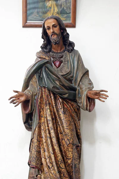 Estatua Del Sagrado Corazón Jesús Iglesia San Pedro Cara Isla — Foto de Stock