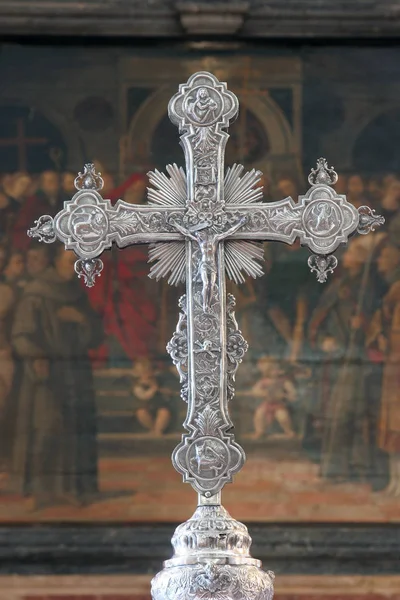 Σταυρός Λιτανείας Εκκλησία Των Αγίων Πάντων Στην Μπλάτο Κόρτσουλα Κροατία — Φωτογραφία Αρχείου