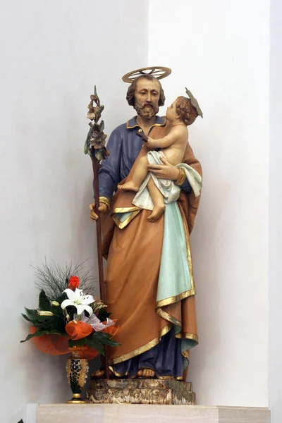 Saint Joseph Holding Child Jesus Statue Altar Saint Joseph Church — Stock Photo, Image