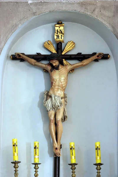 Crucifijo Altar Santa Cruz Iglesia San José Vela Luka Isla — Foto de Stock