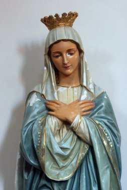 Meryem Ana, heykel içinde kilise All Saints Blato, Korcula Adası, Hırvatistan, sunak üzerinde