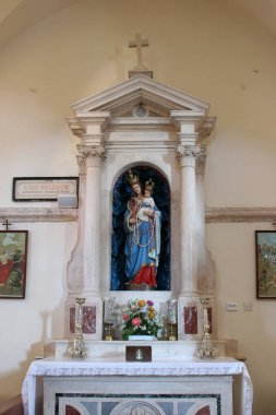 Sunak Pupnat, Korcula Adası, Hırvatistan ve kar yağışı, Our Lady kilise içinde