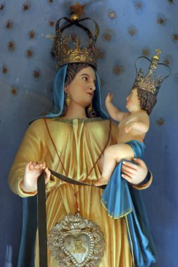 Bebek İsa, Korcula, Korcula Adası, Hırvatistan Saint Michael kilisede teselli Our Lady sunak ile Meryem Ana