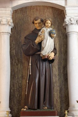 Anthony Padua holding bebek İsa, sunak Lumbarda, Korcula Adası, Hırvatistan Saint Roch Kilisesi, Aziz