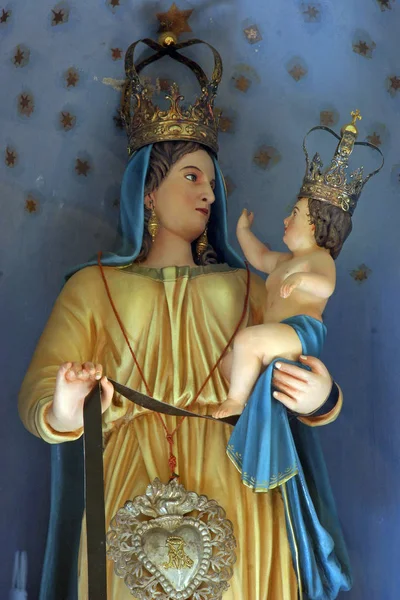 Najświętszej Maryi Panny Dzieciątkiem Jezus Ołtarz Matki Bożej Pocieszenia Kościele — Zdjęcie stockowe