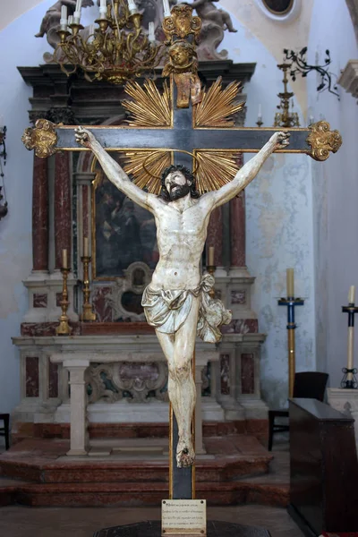 Crucifixo Igreja São Miguel Korcula Ilha Korcula Croácia — Fotografia de Stock