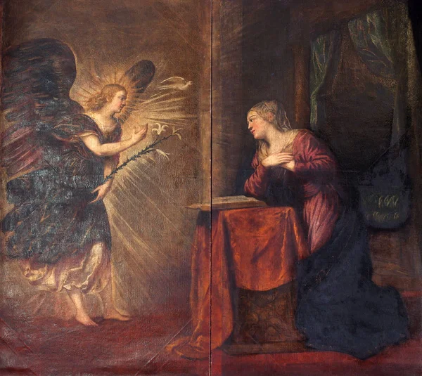 Angyali Üdvözlet Szűz Mária Által Tintoreto Oltár Szent Márk Templom — Stock Fotó