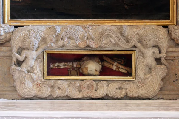 Las Reliquias Del Mártir Romano Altar Santa Cruz Iglesia San —  Fotos de Stock