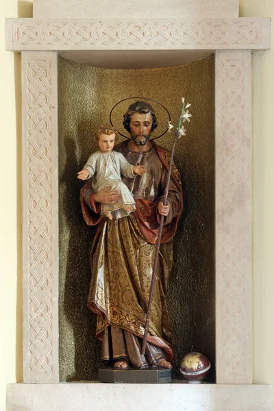 Saint Joseph Tenant Enfant Jésus Statue Dans Monastère Eglise Angel — Photo