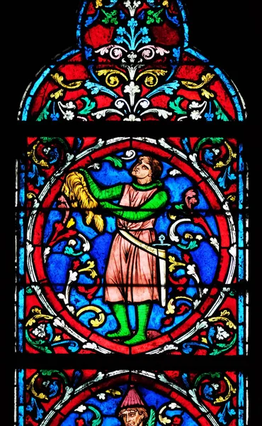 Vitraux Colorés Dans Cathédrale Notre Dame Site Patrimoine Mondial Unesco — Photo