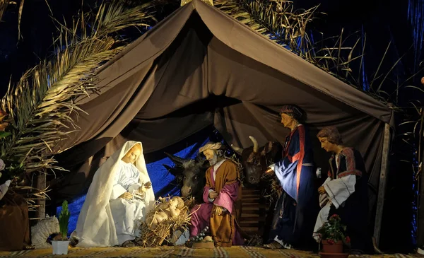 Kerststal Geboorte Van Saint Sulpice Jezuskerk Paris Frankrijk — Stockfoto