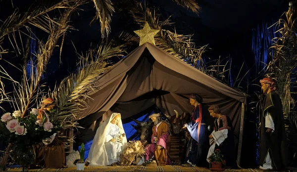 Kerststal Geboorte Van Saint Sulpice Jezuskerk Paris Frankrijk — Stockfoto