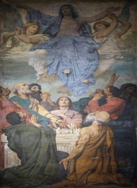 Varsayım Meryem Ana, fresk Saint Sulpice Kilisesi, Paris, Fransa