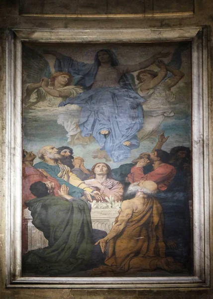Hemelvaart Van Maagd Maria Fresco Kerk Van Saint Sulpice Paris — Stockfoto