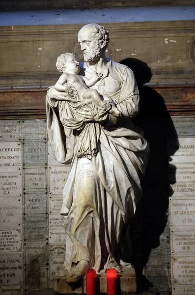 São José Segurando Criança Jesus Estátua Igreja São Sulpício Paris — Fotografia de Stock