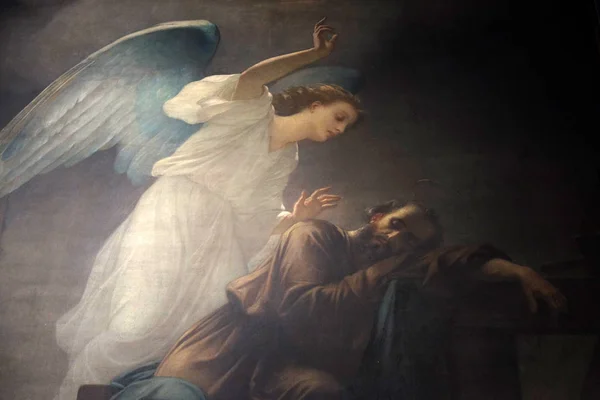 约瑟夫的梦想 法国巴黎圣苏尔皮斯教堂的壁画 — 图库照片