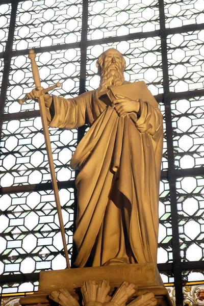 San Pablo Apóstol Estatua Iglesia San Sulpicio París Francia — Foto de Stock