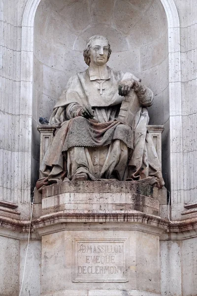 Statue Massillon Jacques Fauginet Fountain Sacred Orators Place Saint Sulpice — Stock Photo, Image