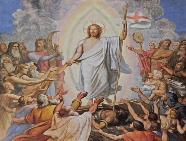 Kristovo Vzkříšení Freska Saint Germain Des Pres Církvi Paříž Francie — Stock fotografie
