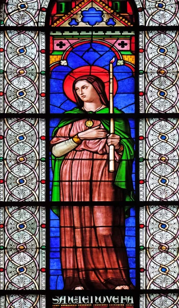 Saint Genevieve Glassmalerier Saint Germain Des Pres Church Paris Frankrike – stockfoto