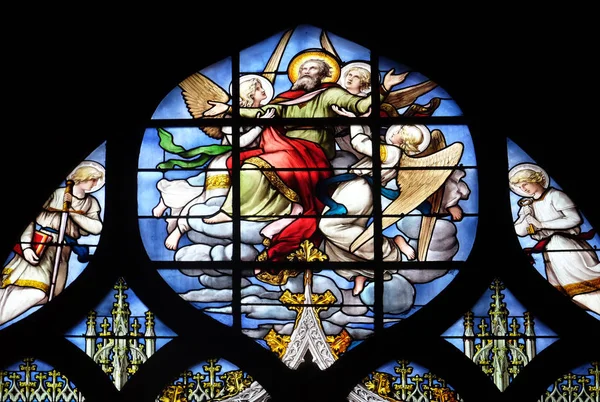 Conversie Van Paulus Apostel Glasraam Saint Severin Kerk Parijs Frankrijk — Stockfoto