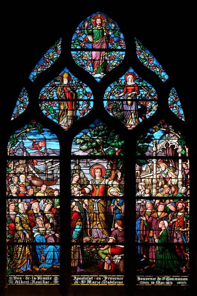 Apostolaat Van Mary Magdalene Glasraam Saint Severin Kerk Parijs Frankrijk — Stockfoto