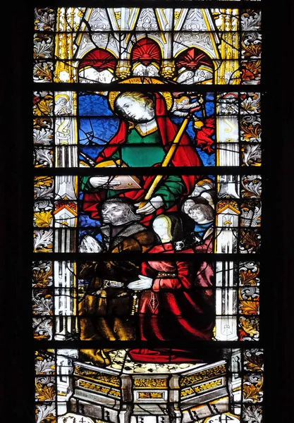 Saint Genevieve Blyinfattade Fönster Saint Severin Kyrka Paris Frankrike — Stockfoto