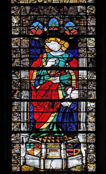 Saint John Evangelisten Blyinfattade Fönster Saint Severin Kyrka Paris Frankrike — Stockfoto