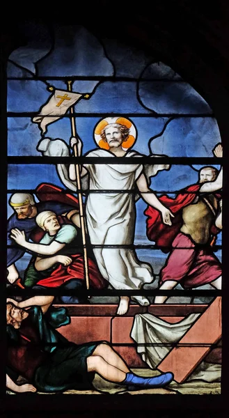 Zmartwychwstanie Chrystusa Witraż Kościele Saint Severin Paryż Francja — Zdjęcie stockowe