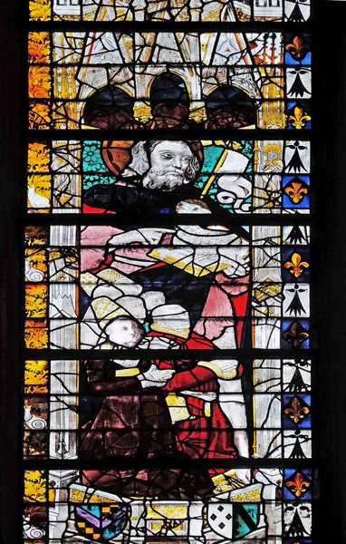 Saint John Baptist Ólomüveg Ablak Saint Severin Templom Paris Franciaország — Stock Fotó