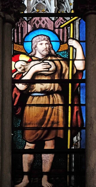 Saint John Baptist Vitray Pencere Saint Severin Kilisesi Paris Fransa — Stok fotoğraf