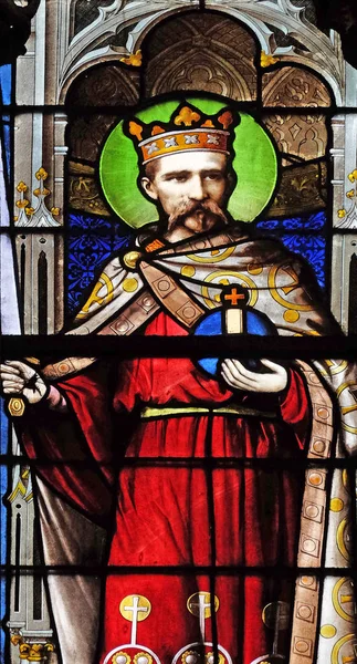 Saint Stained Glass Window Saint Severin Church Paris France — Stock Photo, Image