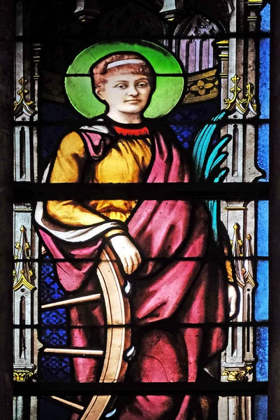 Αγία Αικατερίνη Της Αλεξάνδρειας Υαλογράφημα Παράθυρο Στην Εκκλησία Του Αγίου — Φωτογραφία Αρχείου