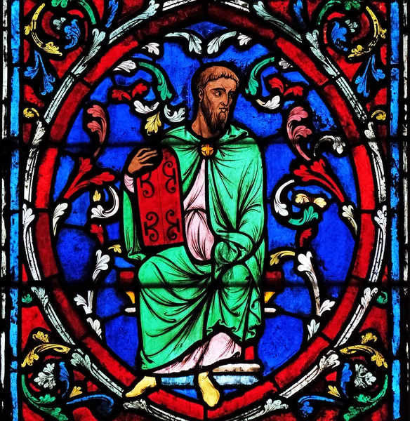 Colorido Vitral Catedral Notre Dame Patrimônio Mundial Unesco Paris França — Fotografia de Stock