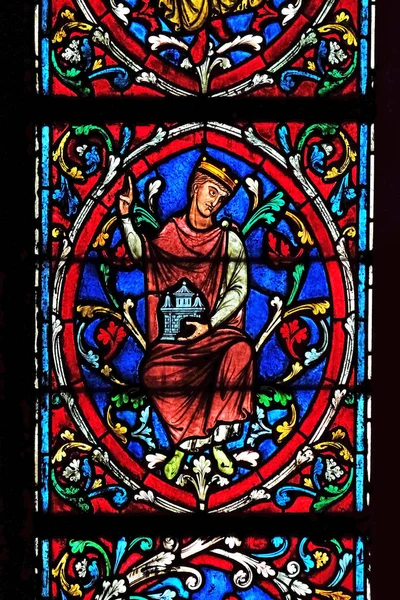 Vetrata Colorata Nella Cattedrale Notre Dame Patrimonio Mondiale Dell Unesco — Foto Stock