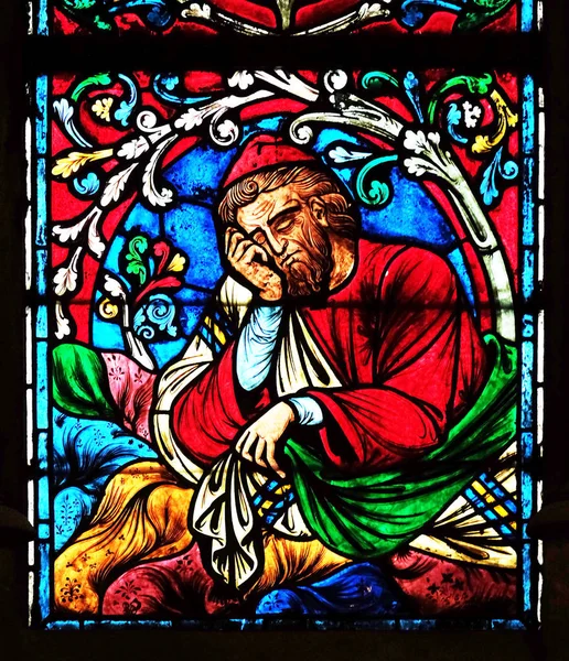 ノートルダム大聖堂 フランスの世界遺産でジェシーは ダビデ王の父 ステンド グラスの窓 — ストック写真
