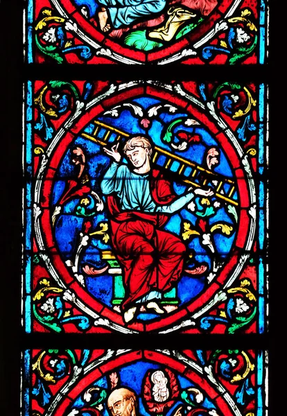 ジェイコブは ノートルダム大聖堂 フランスの世界遺産のステンド グラスの窓 — ストック写真