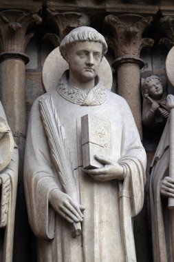 Saint Stephen, Portal Virgin, Notre Dame Katedrali Notre Dame, Paris, UNESCO Dünya Miras Listesi Paris, Fransa 