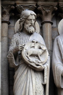 Saint John the Baptist, Portal Virgin, Notre Dame Katedrali Notre Dame, Paris, UNESCO Dünya Miras Listesi Paris, Fransa