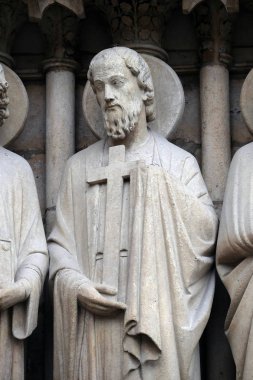 Saint Philip, Portal Virgin, Notre Dame Katedrali Notre Dame, Paris, UNESCO Dünya Miras Listesi Paris, Fransa 