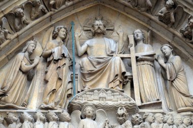İsa Majesteleri, Portal son hüküm, Notre Dame Katedrali, Paris, UNESCO Dünya Miras Listesi Paris, Fransa 