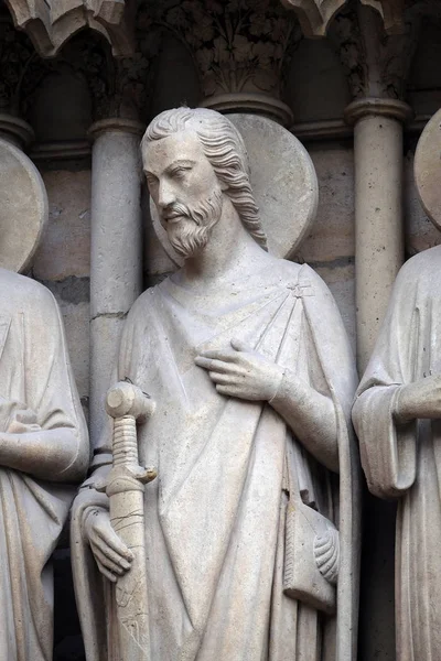 Saint James Desto Större Portal Oskuld Katedralen Notre Dame Paris — Stockfoto