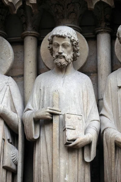 Saint Thomas Portal Virgem Catedral Notre Dame Paris Património Mundial — Fotografia de Stock