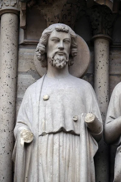 Saint Bartholomew Portalen För Den Yttersta Domen Katedralen Notre Dame — Stockfoto
