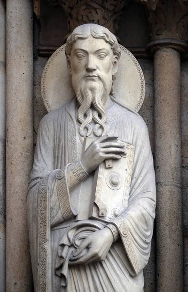 Saint Paul Portal Santa Ana Catedral Notre Dame Paris Patrimônio — Fotografia de Stock