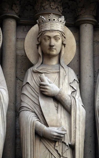 Rainha Portal Santa Ana Catedral Notre Dame Paris Patrimônio Mundial — Fotografia de Stock