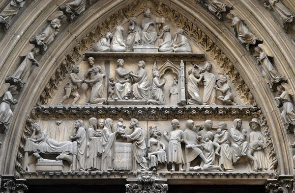 Portal Fachada Norte Catedral Notre Dame Paris Patrimônio Mundial Unesco — Fotografia de Stock