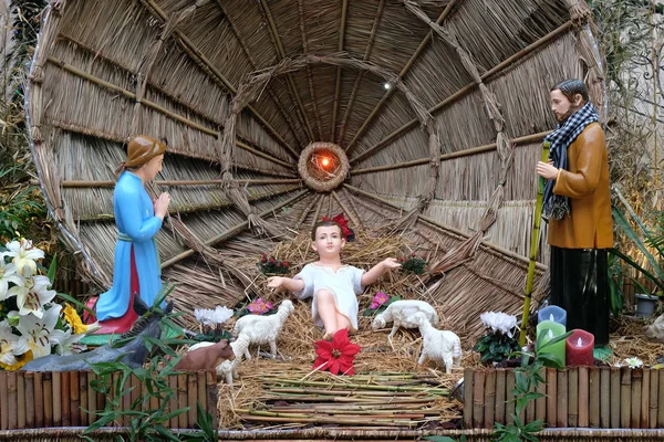 诞生场景 耶稣的诞生 埃皮法尼教堂在法国巴黎的外国使团研讨会上 — 图库照片