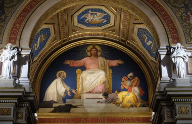 Saint Francis Xavier dönüştürülür vardır, insanlar Paris, Fransa'da St Francis Xavier'ın Kilisesi İsa Mesih için sunan 