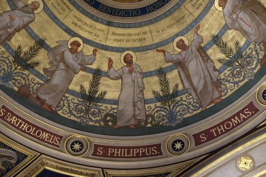 St Bartholomew, St Philip, St Thomas, Charles Joseph Lameire, Paris, Fransa, St Francis Xavier'ın Kilisesi tarafından boyalı kubbe 